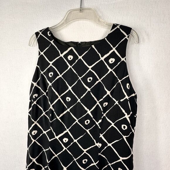 Sag Harbor Sheath Dress 12 Sleeveless Black Geo Diamond Lined Party Work Career - Picture 4 of 8
